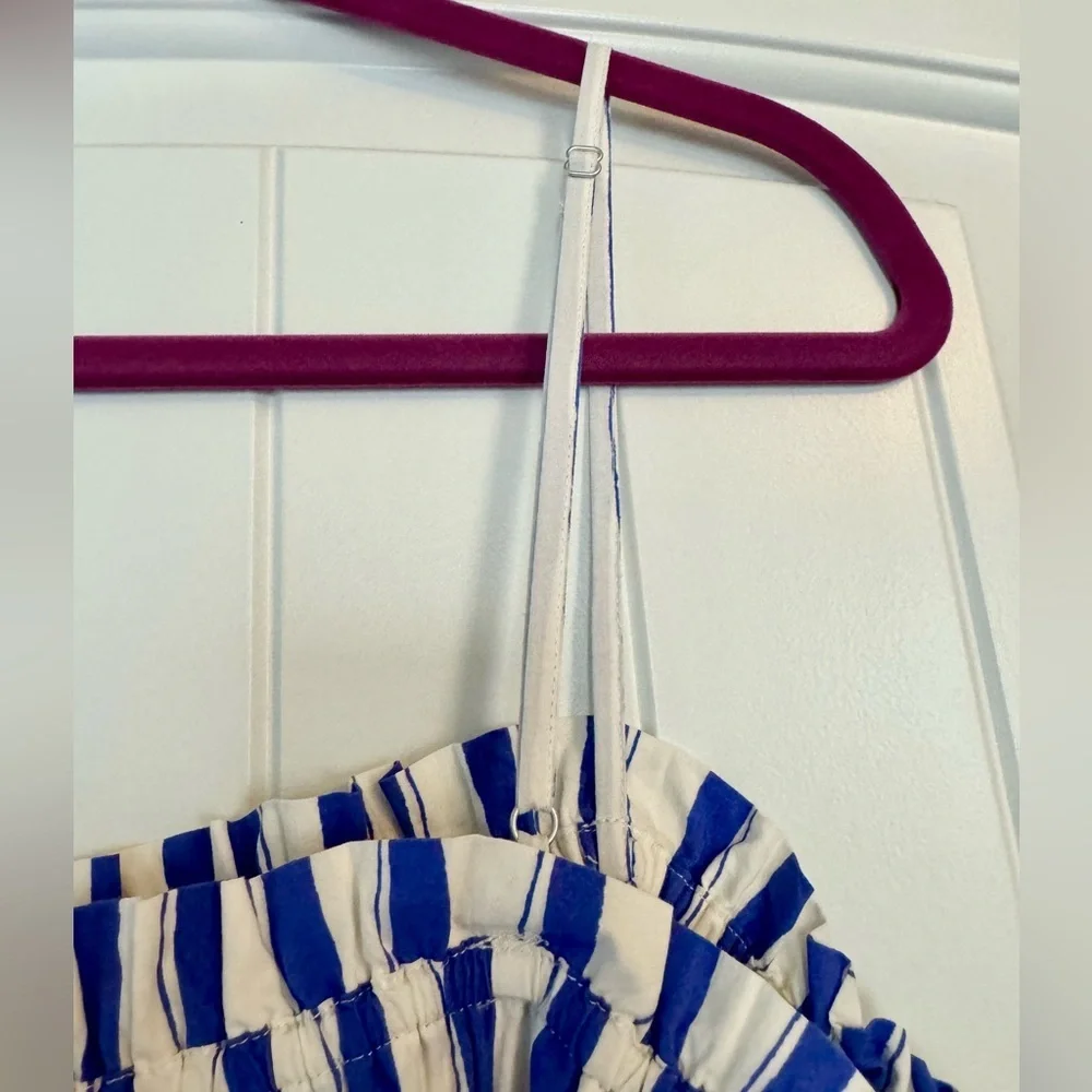 Madewell Blue & White Vertical-Stripe Spaghetti Strap Maxi Dress - Picture 10 of 11